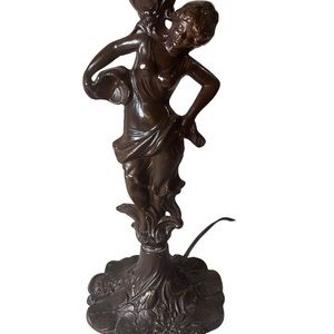 Beautiful Greek Goddess Lamp Dark Brown Resin
